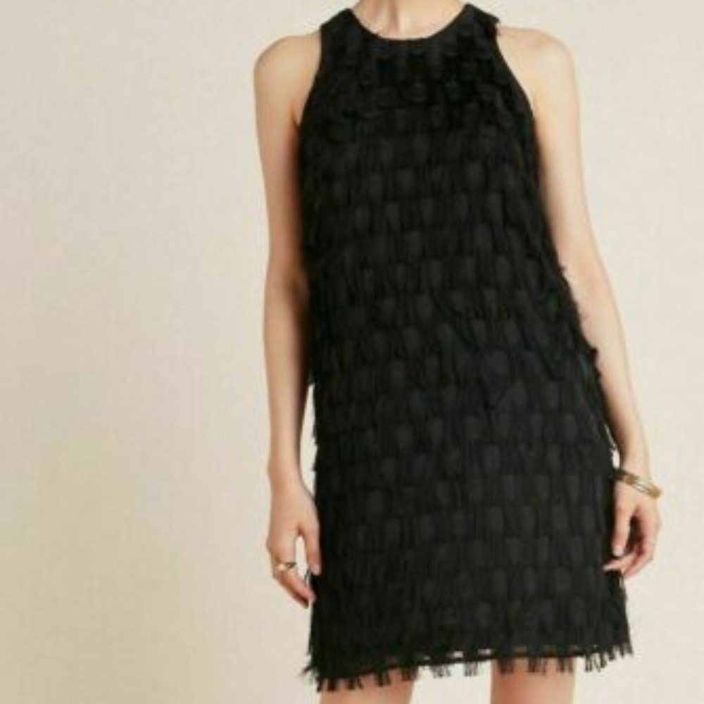 Anthropologie Roxie Textured Black Shift Dress - Size 2